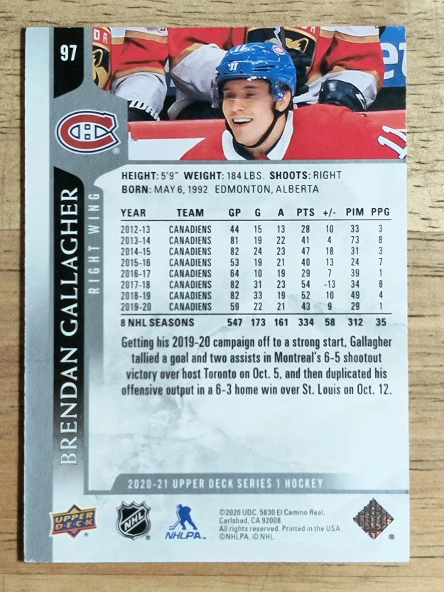 2020-21 Upper Deck #97 Brendan Gallagher