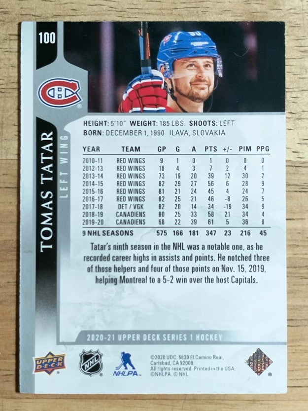 2020-21 Upper Deck #100 Tomas Tatar