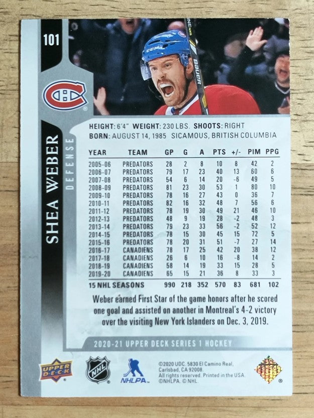 2020-21 Upper Deck #101 Shea Weber