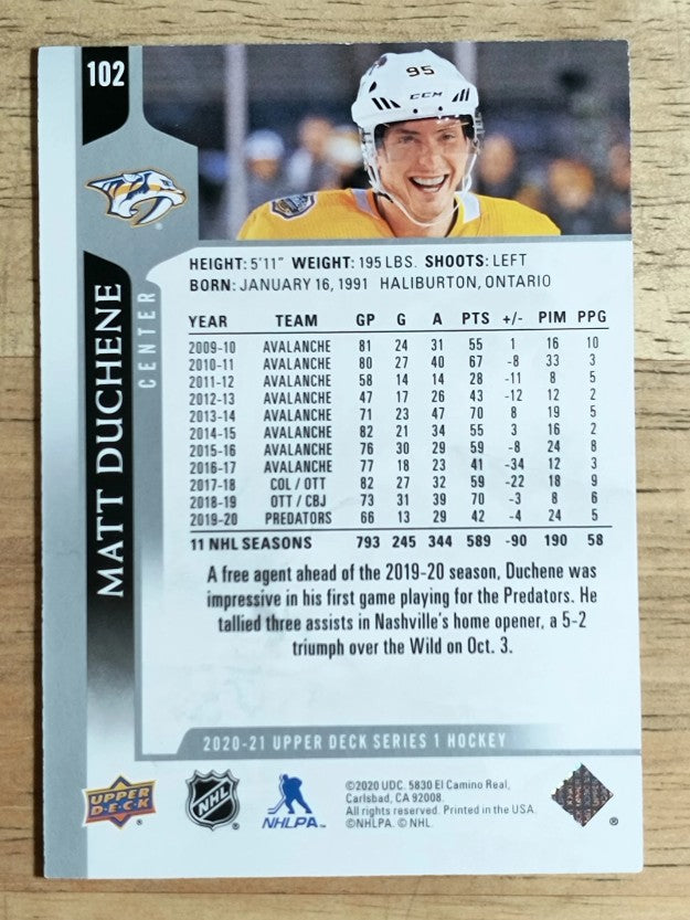 2020-21 Upper Deck #102 Matt Duchene