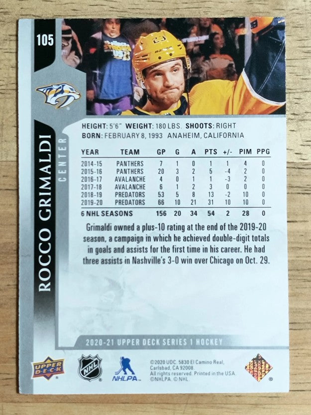 2020-21 Upper Deck #105 Rocco Grimaldi