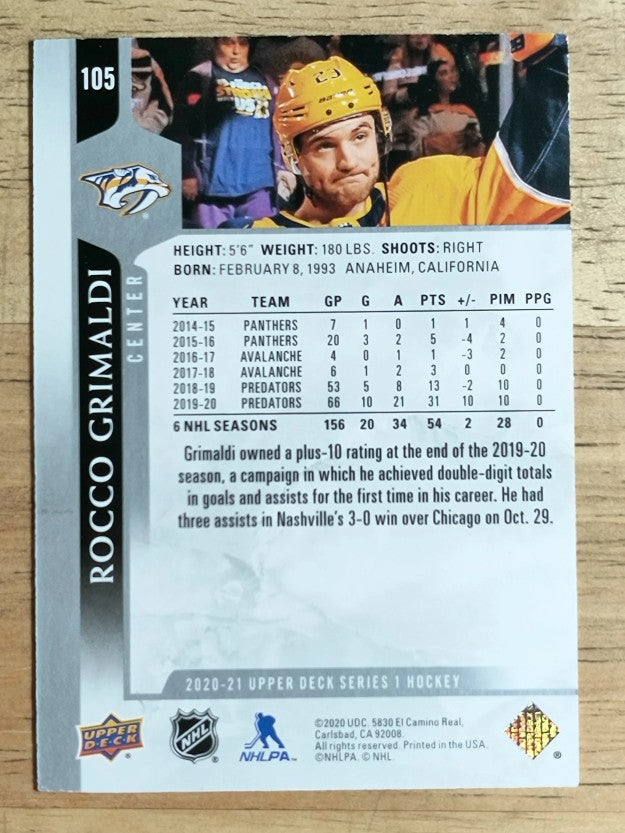 2020-21 Upper Deck #105 Rocco Grimaldi