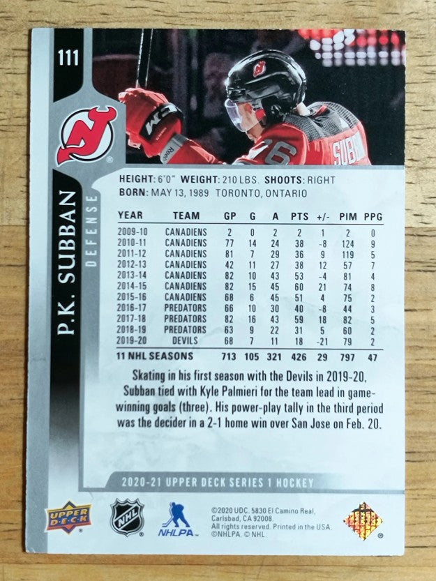 2020-21 Upper Deck #111 P.K. Subban