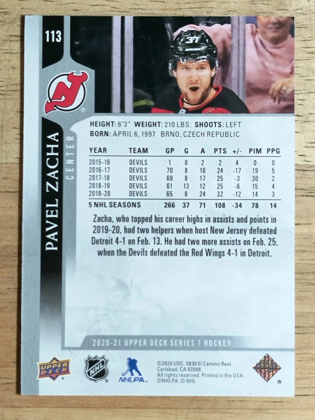 2020-21 Upper Deck #113 Pavel Zacha