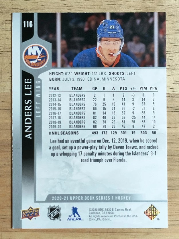 2020-21 Upper Deck #116 Anders Lee