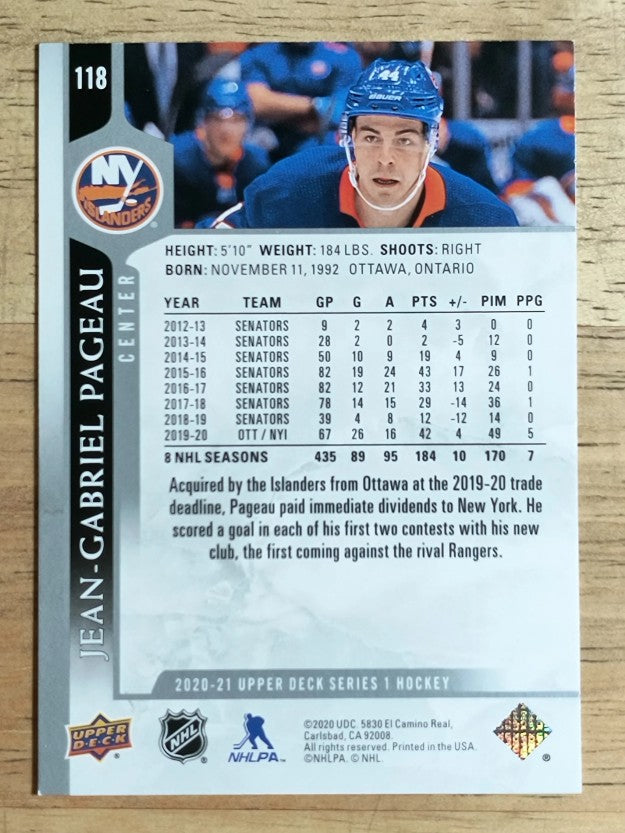 2020-21 Upper Deck #118 Jean-Gabriel Pageau