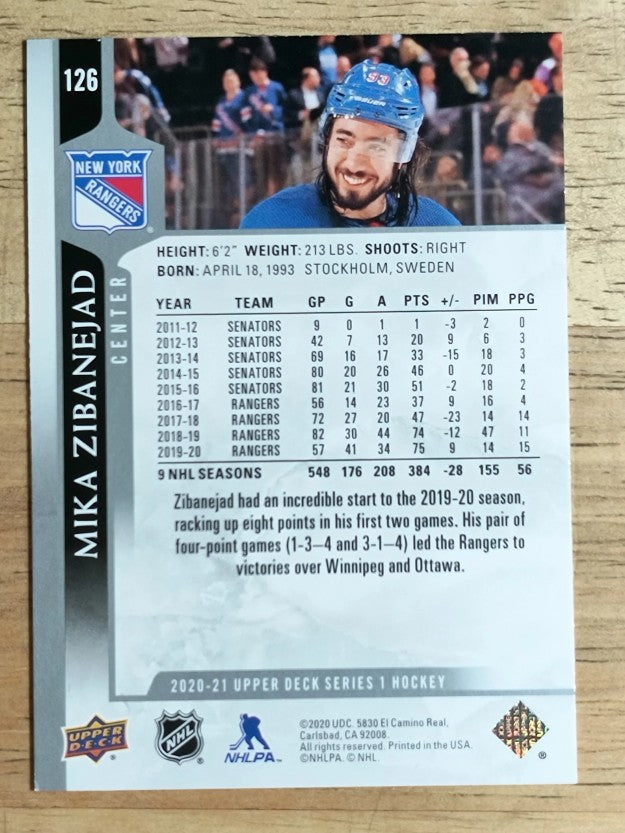2020-21 Upper Deck #126 Mika Zibanejad