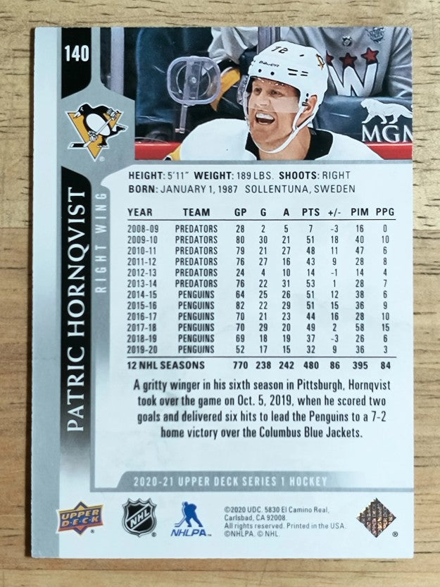 2020-21 Upper Deck #140 Patric Hornqvist