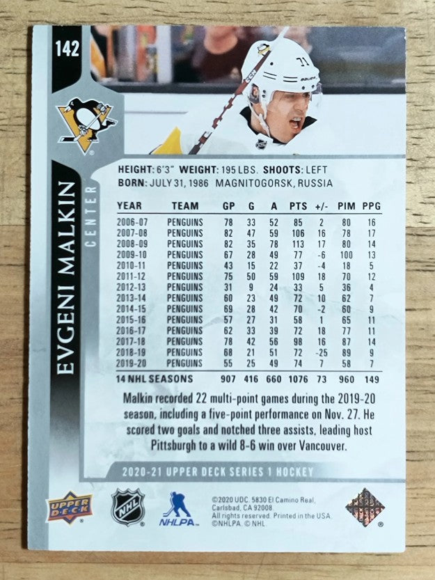2020-21 Upper Deck #142 Evgeni Malkin