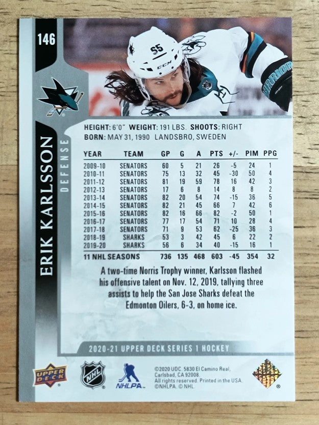 2020-21 Upper Deck #146 Erik Karlsson