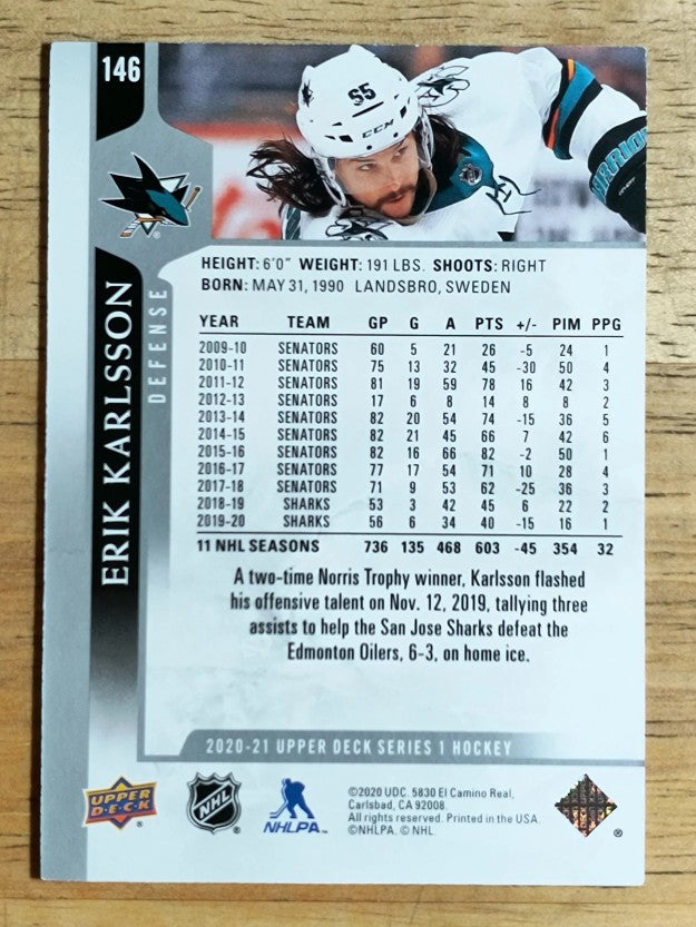 2020-21 Upper Deck #146 Erik Karlsson