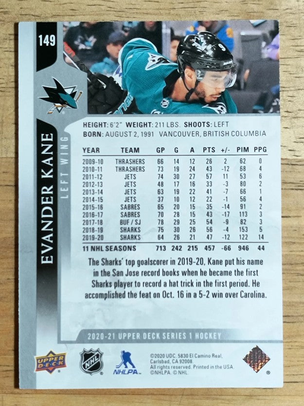 2020-21 Upper Deck #149 Evander Kane