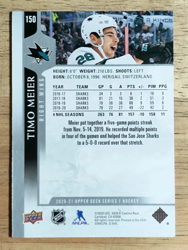 2020-21 Upper Deck #150 Timo Meier