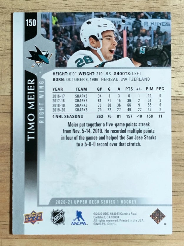 2020-21 Upper Deck #150 Timo Meier