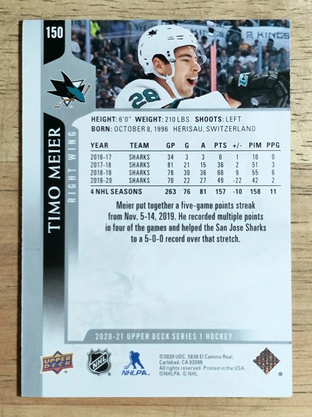 2020-21 Upper Deck #150 Timo Meier