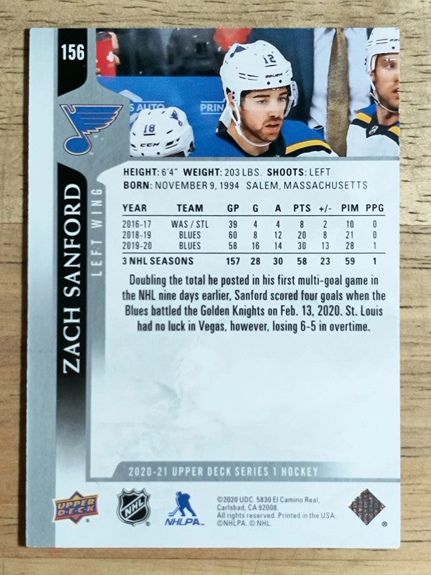 2020-21 Upper Deck #156 Zach Sanford
