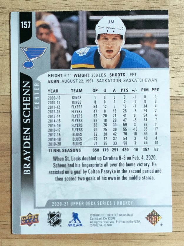 2020-21 Upper Deck #157 Brayden Schenn