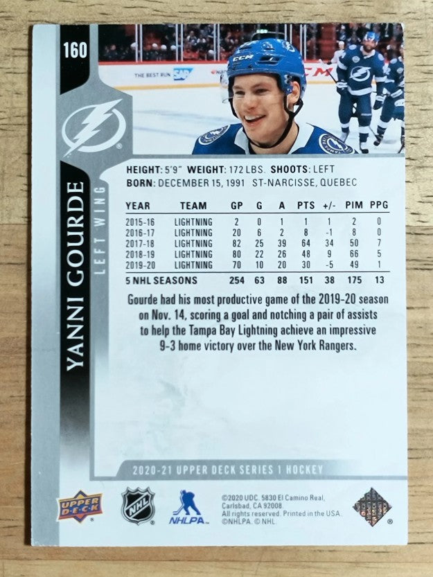 2020-21 Upper Deck #160 Yanni Gourde