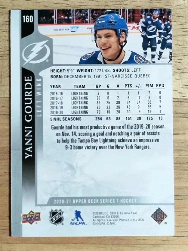 2020-21 Upper Deck #160 Yanni Gourde