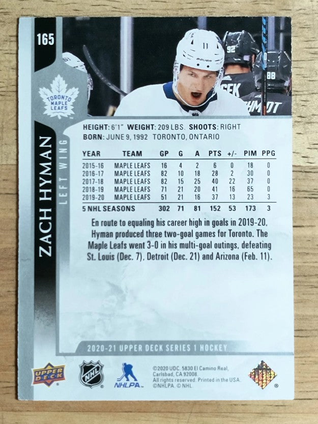 2020-21 Upper Deck #165 Zach Hyman