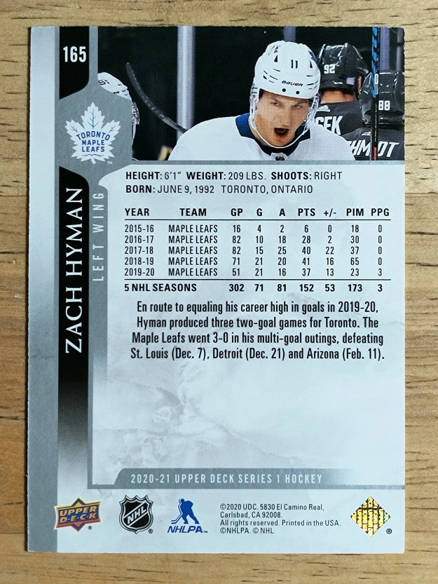 2020-21 Upper Deck #165 Zach Hyman