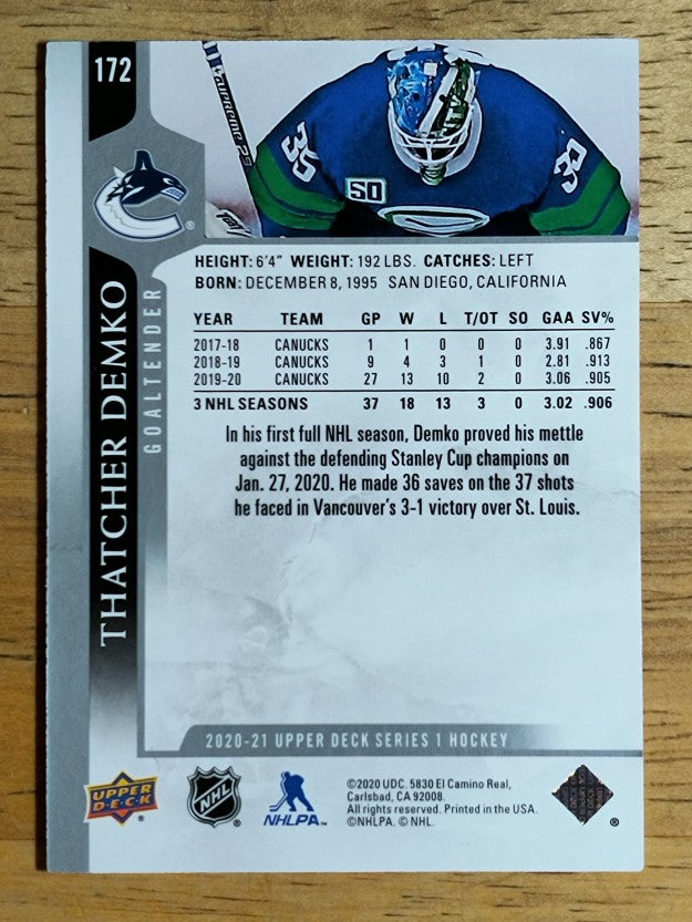 2020-21 Upper Deck #172 Thatcher Demko