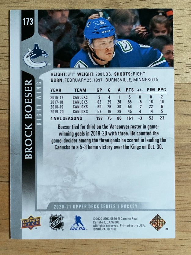 2020-21 Upper Deck #173 Brock Boeser