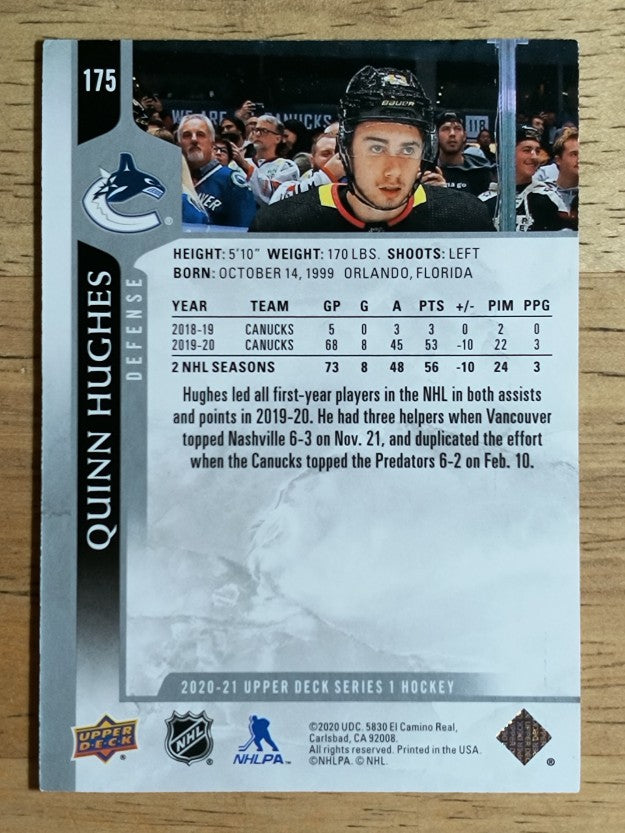 2020-21 Upper Deck #175 Quinn Hughes