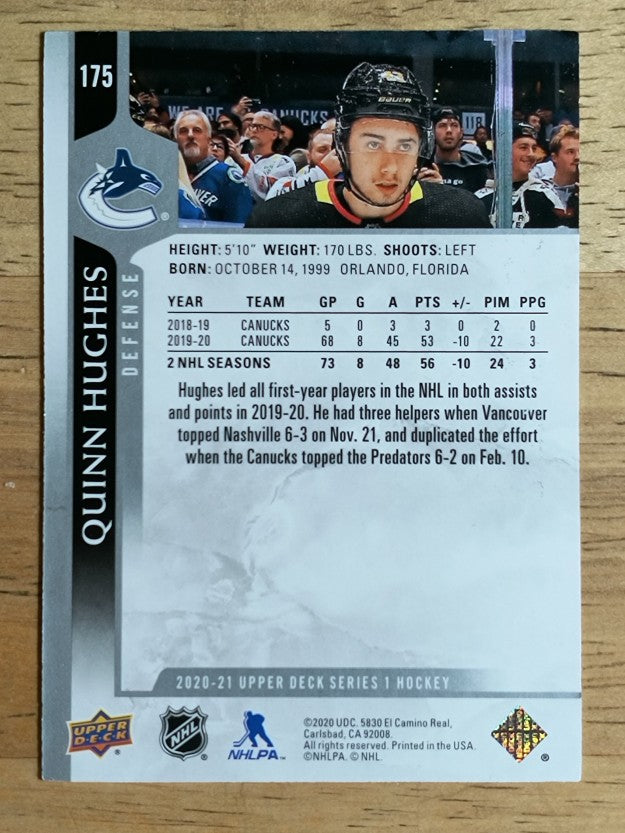 2020-21 Upper Deck #175 Quinn Hughes