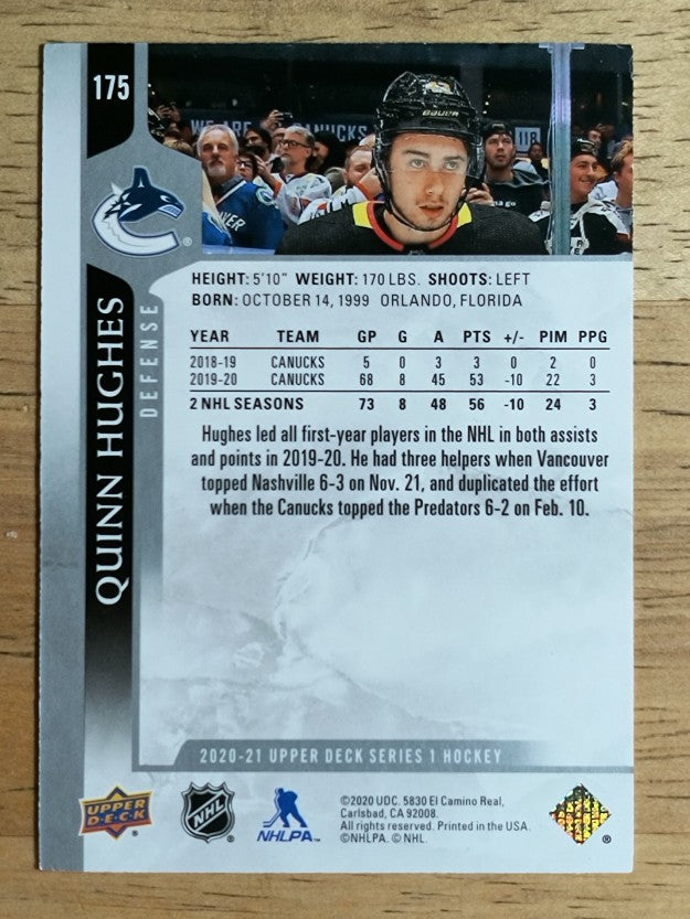 2020-21 Upper Deck #175 Quinn Hughes