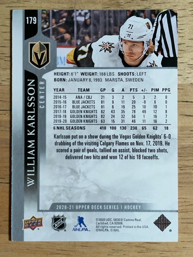 2020-21 Upper Deck #179 William Karlsson