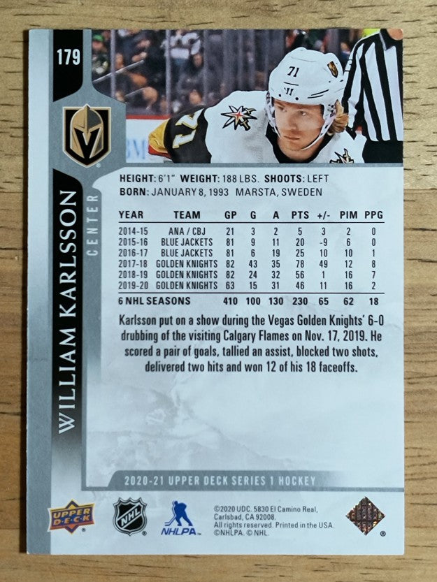 2020-21 Upper Deck #179 William Karlsson