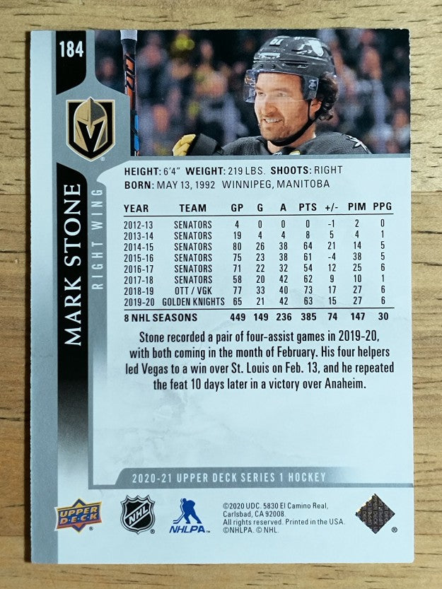 2020-21 Upper Deck #184 Mark Stone