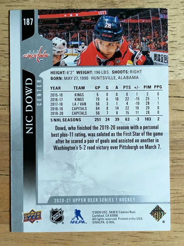 2020-21 Upper Deck #187 Nic Dowd