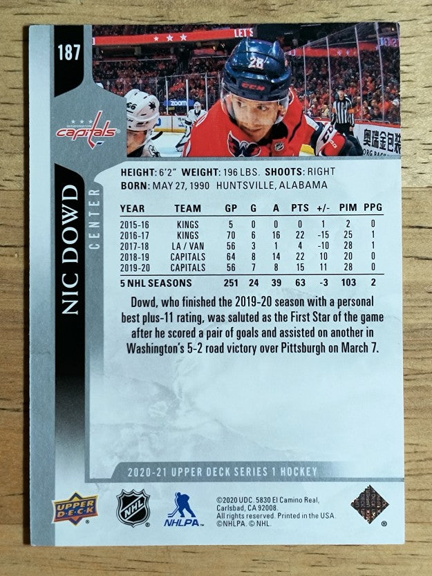 2020-21 Upper Deck #187 Nic Dowd