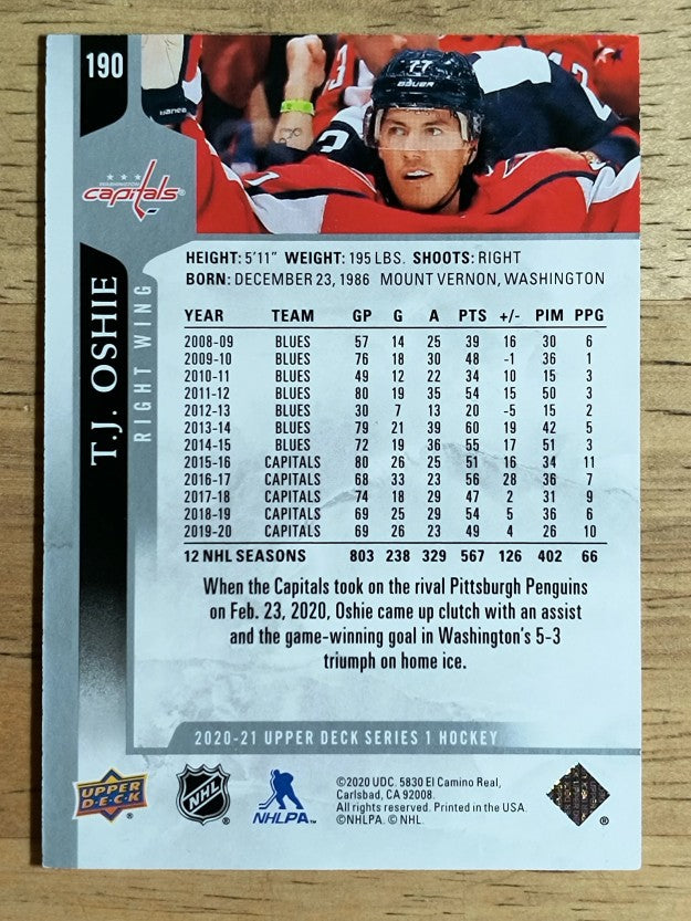 2020-21 Upper Deck #190 T.J. Oshie