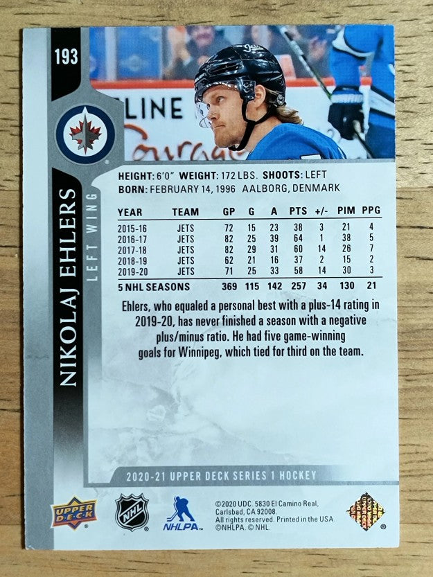 2020-21 Upper Deck #193 Nikolaj Ehlers