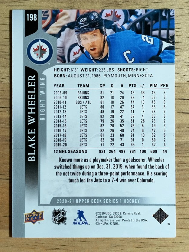 2020-21 Upper Deck #198 Blake Wheeler