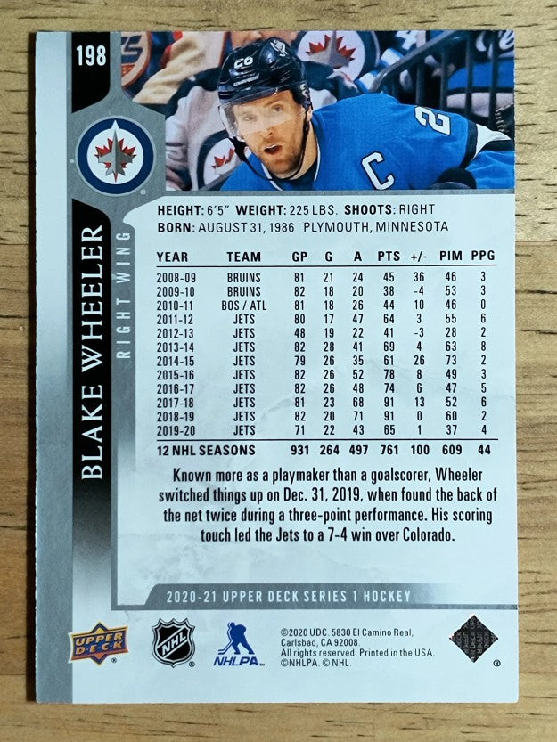 2020-21 Upper Deck #198 Blake Wheeler