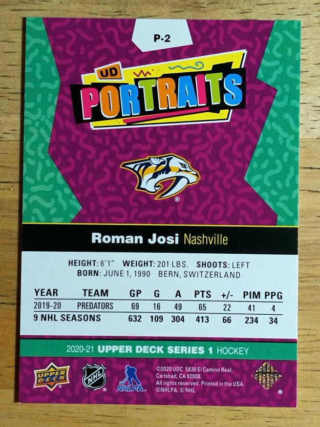 2020-21 Upper Deck UD Portraits #P2 Roman Josi