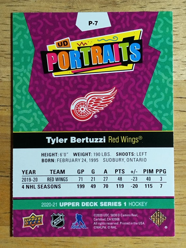 2020-21 Upper Deck UD Portraits #P7 Tyler Bertuzzi