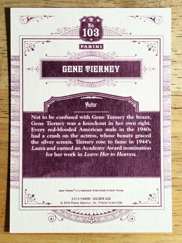 2014 Panini Golden Age #103 Gene Tierney