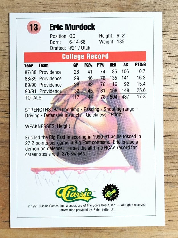 1991 Classic #13 Eric Murdock