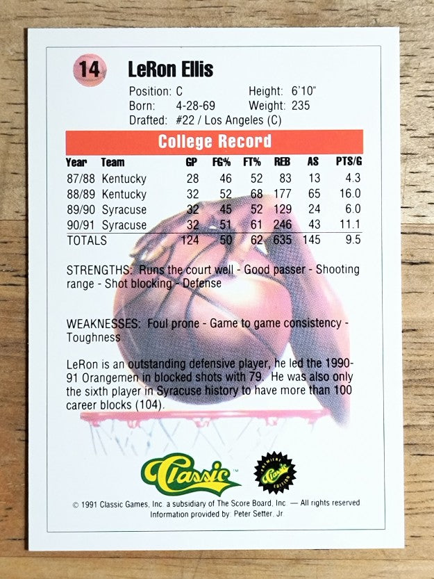 1991 Classic #14 LeRon Ellis