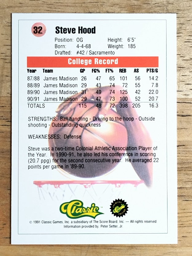 1991 Classic #32 Steve Hood