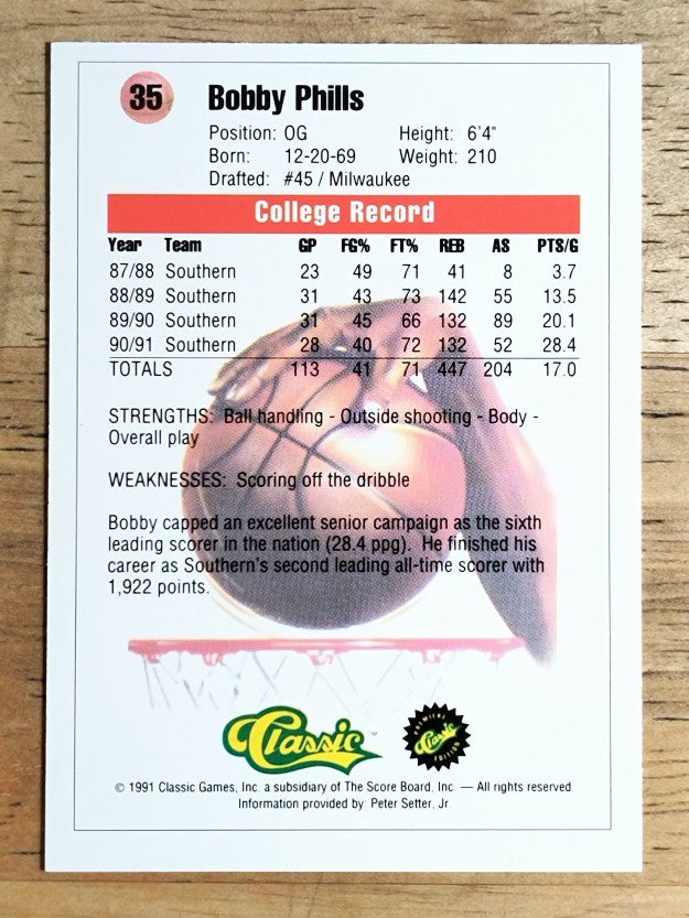1991 Classic #35 Bobby Phills