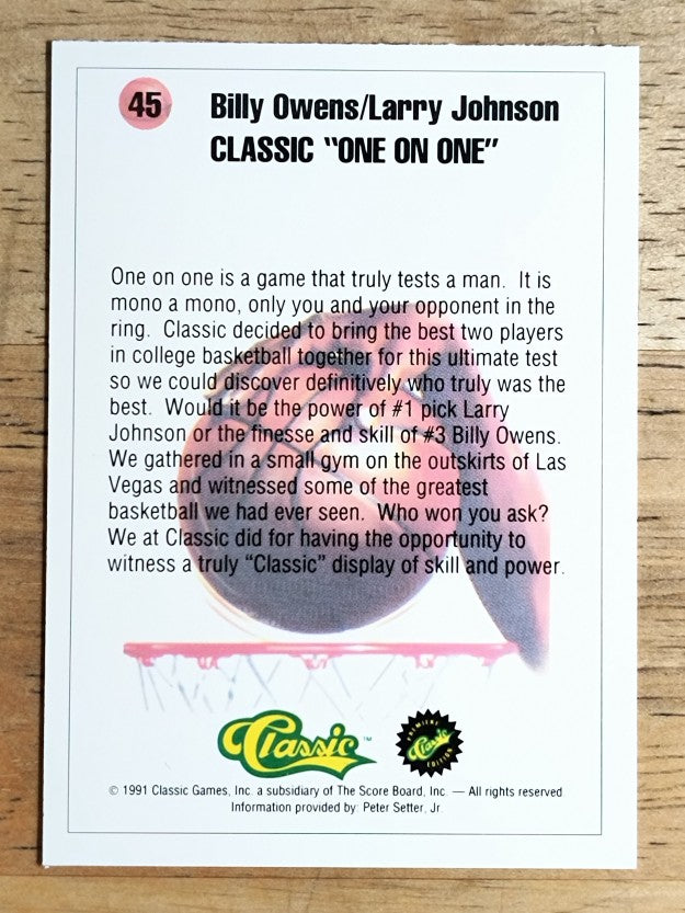 1991 Classic #45 Larry Johnson/Billy Owens