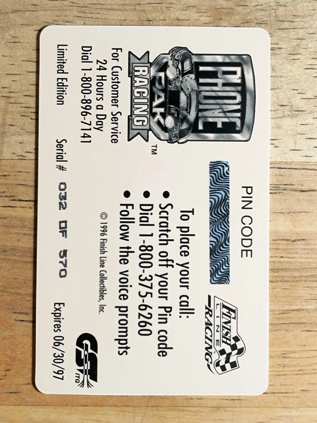 1996 Finish Line Phone Pak $5 #7 Derrike Cope