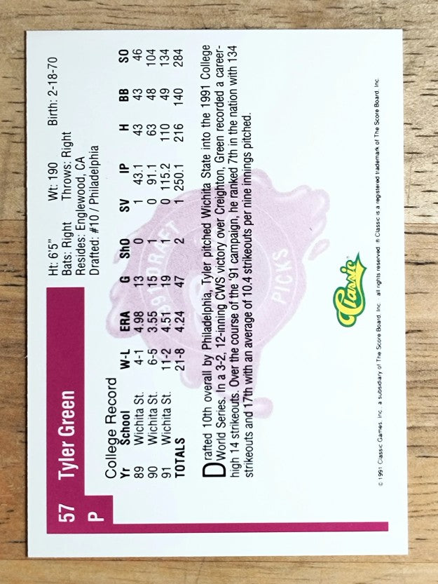 1991 Classic Four Sport #57 Tyler Green