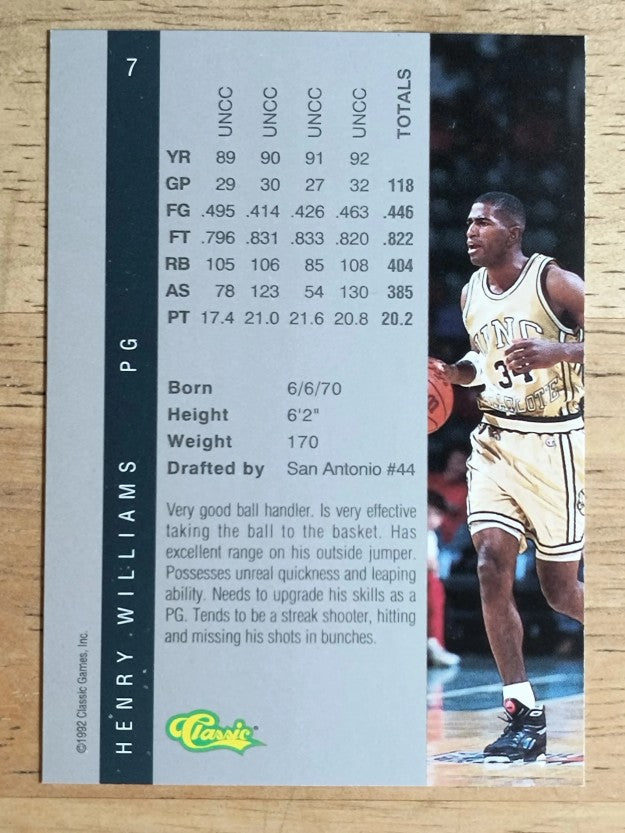 1992 Classic Four Sport #7 Henry Williams